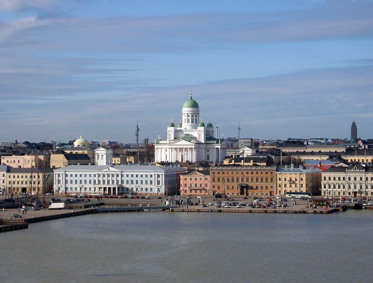 The Lutheran Cathedral in Helsinki, Finland, seen from the South Harbour in March, 2002.