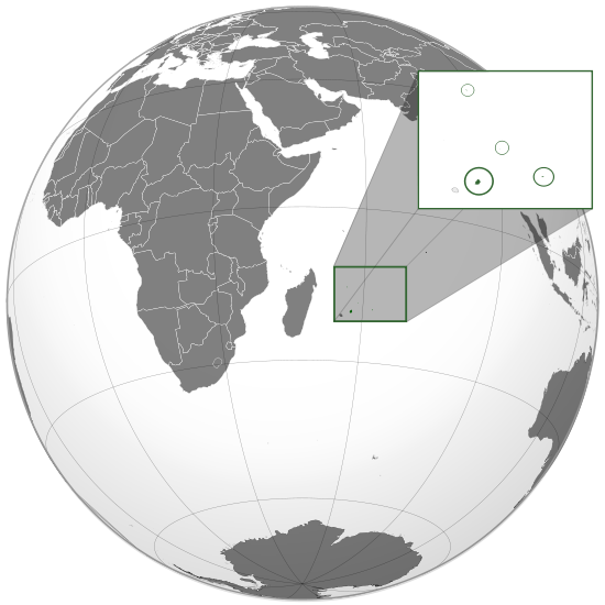 Localización en la tierra de la Isla Mauricio